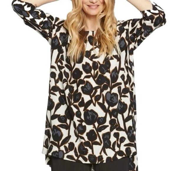 MASAI Copenhagen Bai Boho 3/4 Sleeve Tunic Top SZ XL Floral Boho Lagenlook Artsy - Picture 1 of 10